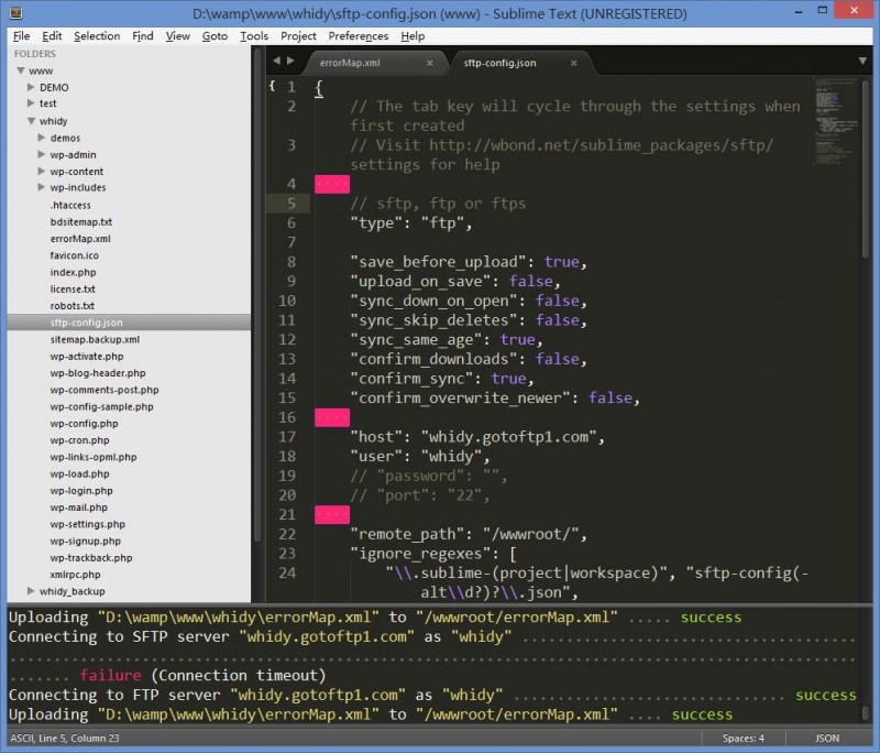 sublime text sftp hightlight